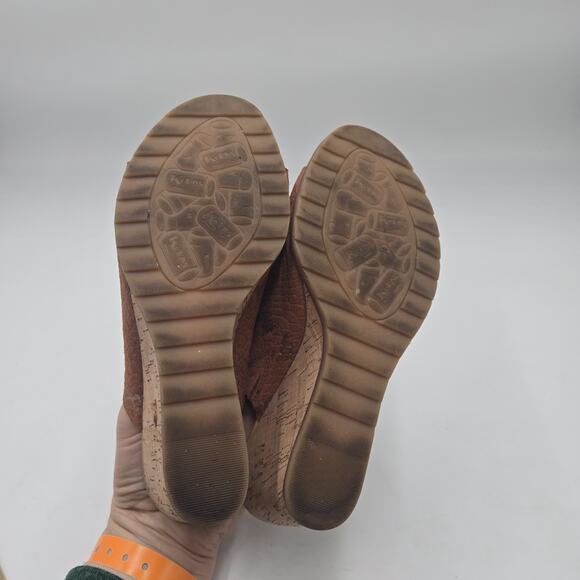 Kork Ease Sandal Womens 9 M Brown Animal Print Cork Heel Slide On Cottage Boho - Picture 6 of 7